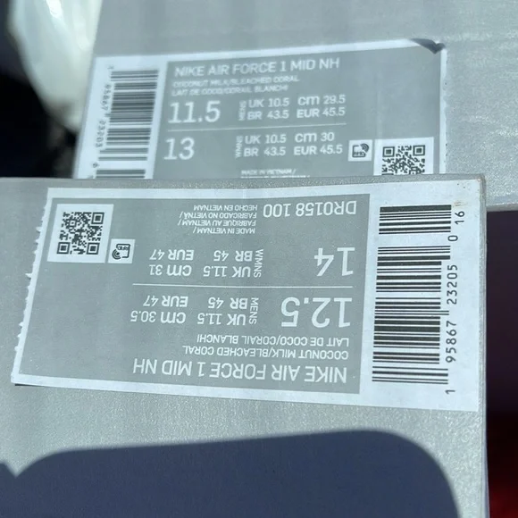 Nike Air Force 1 Mid NH Coconut Milk/Bleached Coral Mn Vivid Sulfur Rush Orange - Picture 15 of 16